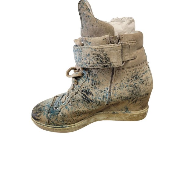 Prada Women's size 7.5 blue paint splash high top sneaker - Picture 12 of 16